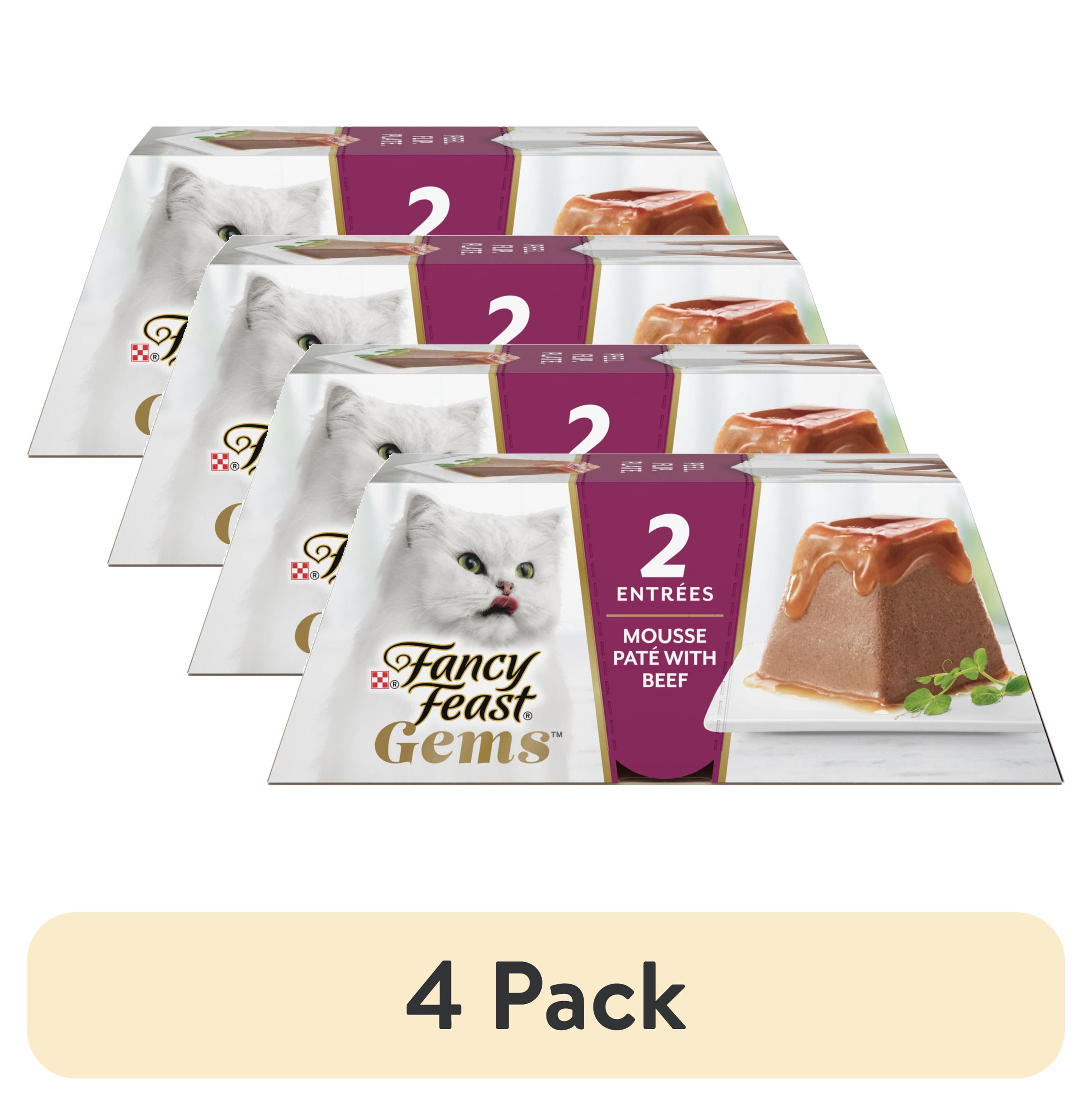 (4 pack) Purina Fancy Feast Gems Beef Flavor Mousse Pate Wet Cat Food, 2 oz Tubs