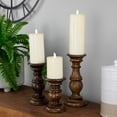 thumbnail image 2 of Northlight Set of 3 Walnut Brown Natural Wooden Pillar Candle Holders 10", 2 of 5