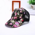 thumbnail image 4 of HuangHuanChen Sun Hats for Women Floral Printing Sun-proof CapUV Protection Trucker Hat Flower Hats Adjustable Baseball Cap Baseball Caps for Women, 4 of 4