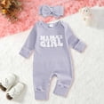 thumbnail image 2 of CAICJ98 Newborn Baby Girls Romper Outfits Mama's Girl Embroidery Striped Ruffle Jumpsuit Bodysuit Infant Fall Winter Spring Clothes (Purple,0-3 Months), 2 of 6