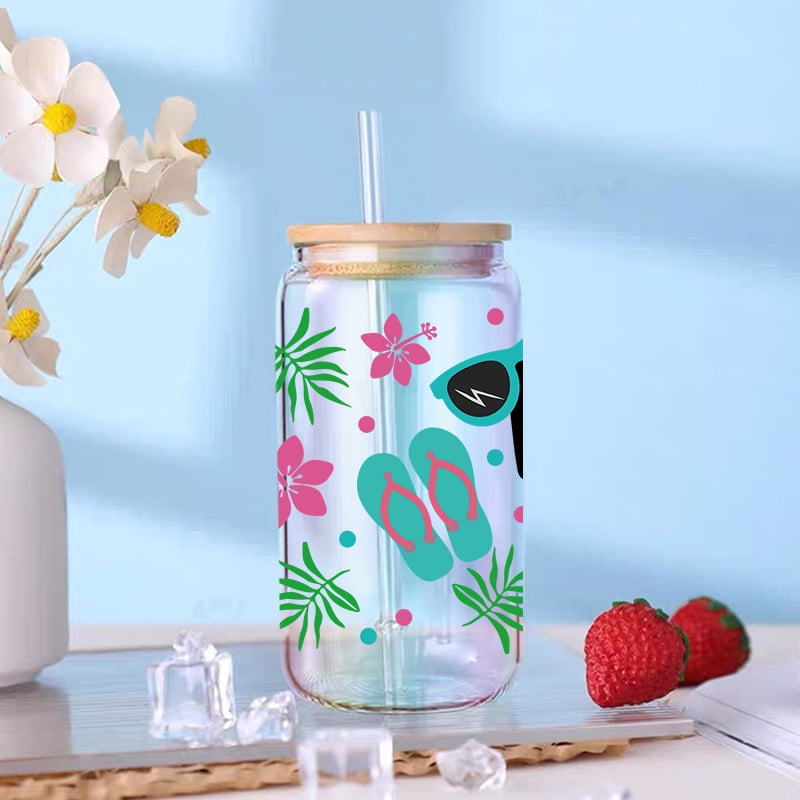 UV DTF Transfer Sticker Summer For The 16oz Libbey Glasses Wraps Bottles Cup Can DIY Waterproof Custom Decals D18004