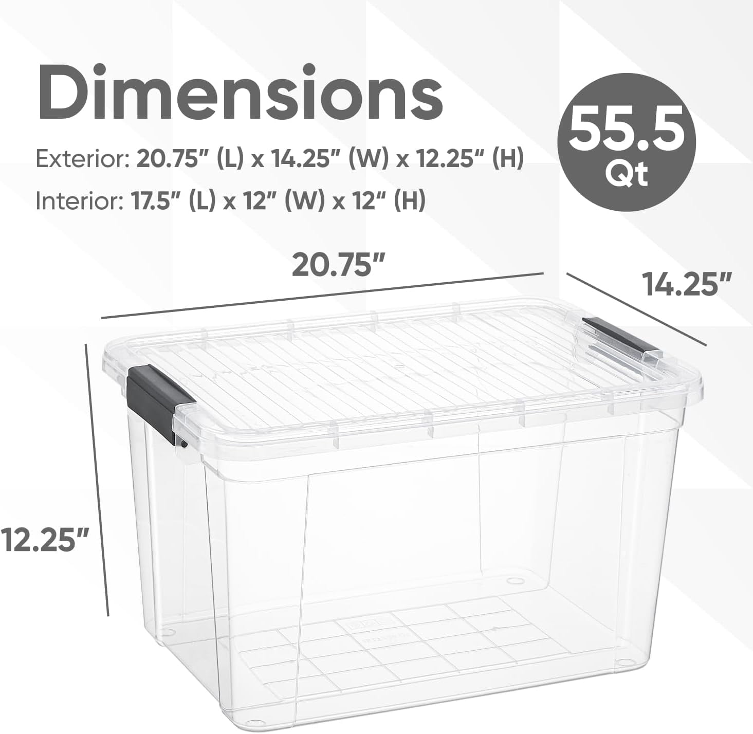 Superio Clear Storage Bins with Lids, 8 Pack- Plastic Storage Boxes for Home- 49 Quart