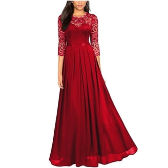 green emerald velvet dress Gabby Skye Women's 3/4 Sleeve Round Neck Lace Fit and Flare Dress,  Black/Ivory, 4 at Amazon Women's Clothing store main image 0