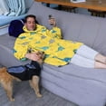thumbnail image 3 of Wearable Oversized Blanket,Yellow Cartoon Dinosaurs Pattern Wearable Blanket Hoodie for Adults,Cozy Hooded Blankets with Super Pockets,Super Warm Fuzzy Pullover for Women & Men, 3 of 6