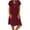Wine, variant on Laqbezok Cotton Linen Dress, Women's Casual V-Neck Short Sleeve Retro Sundress, Loose Fit A-Line Gown with Decorative Buttons