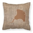 thumbnail image 2 of Carolines Treasures BB1095-BL-BN-PW1818 Stingray Burlap and Brown   Canvas Fabric Decorative Pillow BB1095 18H x18W, 2 of 2