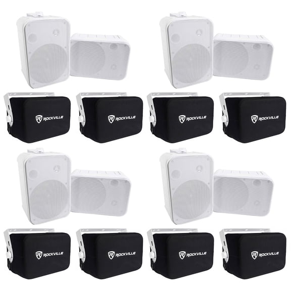 8) Rockville HP65S 6.5" 500w Outdoor Patio Backyard Speakers w/Waterproof Covers