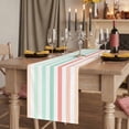 thumbnail image 2 of Coral Cyan Stripe 90 Inch Table Runner, Geometric Grey White Vertical Striped Farmhouse Dresser Scarf Cotton & Linen Tablerunner for Dining/Kitchen Island/Holiday Party Décor 13" x 90", 2 of 9