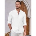thumbnail image 6 of Youclos Men's Long Sleeve Stretch Dress Shirts Band Collar Button Down Shirt Muscle Fit, 6 of 8