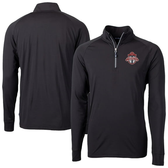 Men's-Cutter & Buck  Black Toronto FC Big & Tall Adapt Eco Knit Stretch Recycled Quarter-Zip Pullover