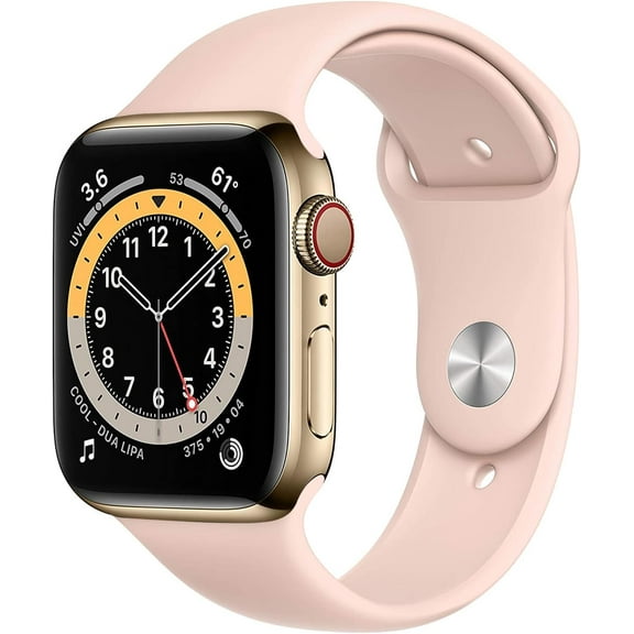 Restored Apple Watch Series 6 (GPS+Cellular, 40mm) - Gold Stainless Steel Case - Sport Band (Refurbished)
