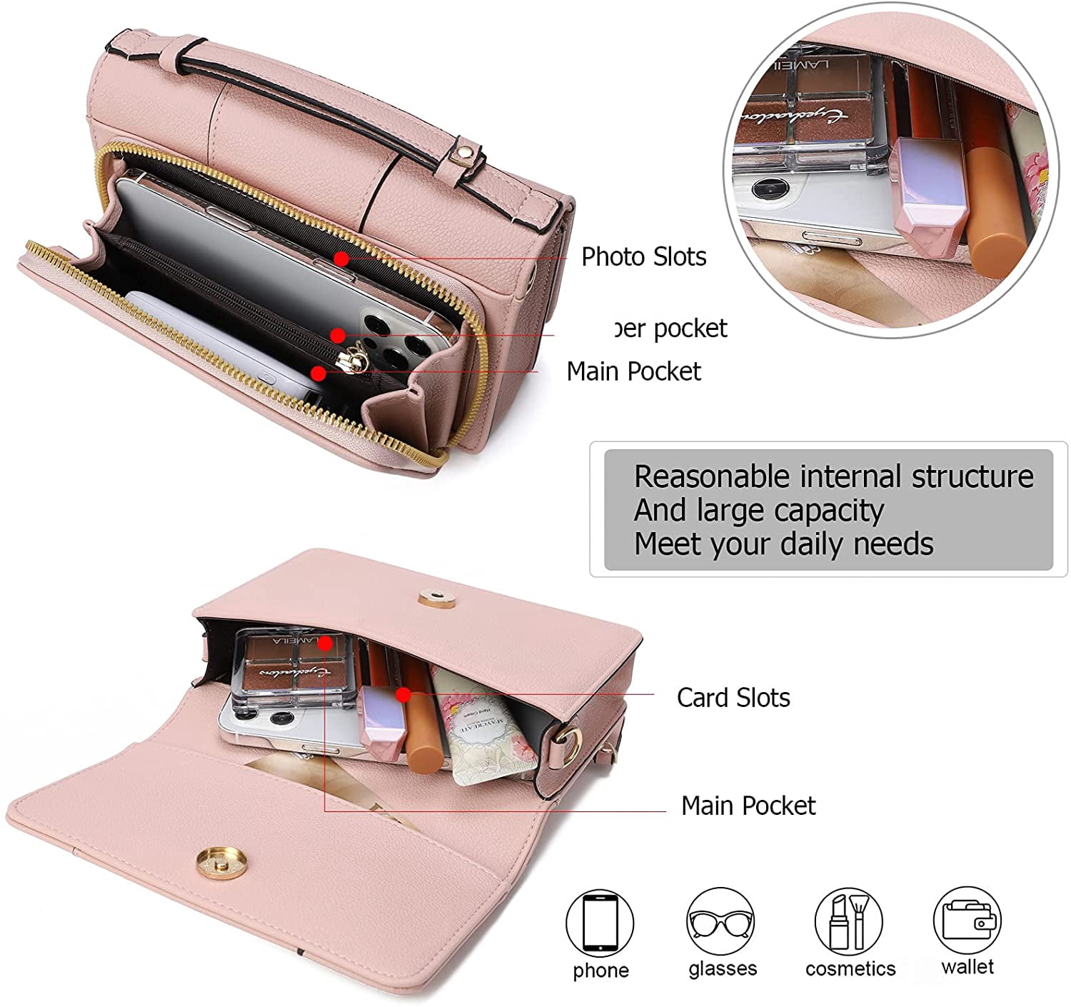 Small Crossbody Handbag for Women, Lightweight Shoulder Messenger Bag Clutch Purse Top Handle Phone Bag