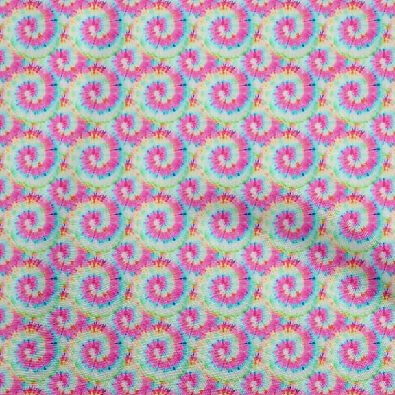 oneOone Polyester Spandex Fuschia Pink Fabric Tie Dye Fabric For Sewing Printed Craft Fabric By The Yard 56 Inch Wide