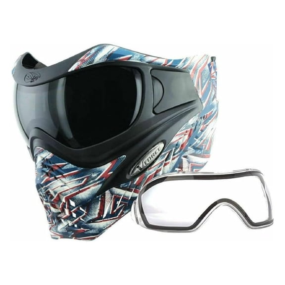 VForce Special Edition Grill Paintball Mask Goggle - Spangled Hero w/Smoke & Clear Lens Red, Blue, White