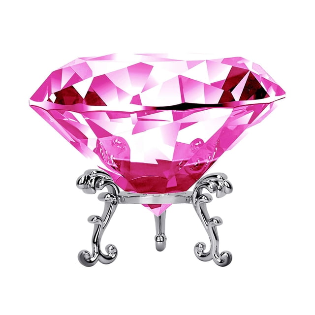 Pisapapeles grande de diamantes de cristal con soporte, joyas, decoraciones de boda, centros de mesa, decoración del hogar, 3,15 pulgadas (Z-rosa)