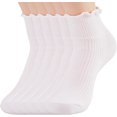 thumbnail image 2 of CoCoMangos 6 Pairs Cute Ruffle Socks for Women, Woman Color Frilly Ankle Socks, Cotton Lettuce edge Stockings for Girls Students, 2 of 8
