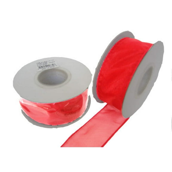 1-1/2" Sheer Organza Wired Ribbon Red (10 Yards)