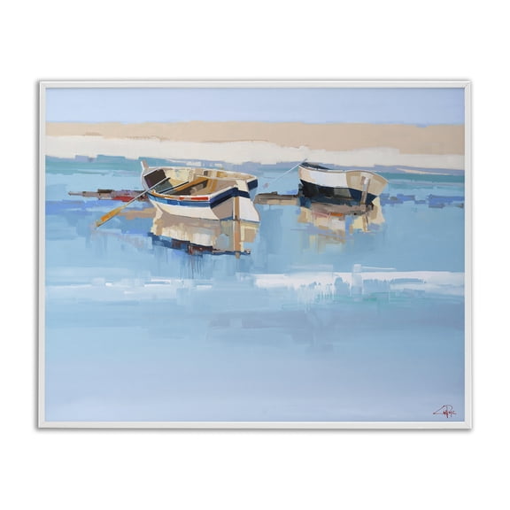 Stupell Industries Coastal Boats on Shore White Framed Giclee Art, 20 x 16, by Craig Trewin Penny