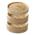 thumbnail image 3 of Cesta de vapor de bambú, vaporera de tela, vaporera de verduras para pollo Dimsum Bao Diámetro 27 cm 2 niveles, 3 of 8