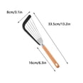 thumbnail image 2 of Espátula de acero inoxidable, espátula antiadherente para pescado con cabeza ranurada, espátula negra de una pieza con mango de madera para voltear y servir fácilmente, ideal para huevos,, 2 of 7