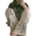 thumbnail image 1 of FAROOT Women Spring Long Trousers Knitted Flower High-Waist Straight Pants, 1 of 8