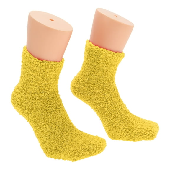Unique Bargains 1 Pair Women's Comfortable Sleep Cozy Socks Bright Yellow 93% Polyester 7% Spandex