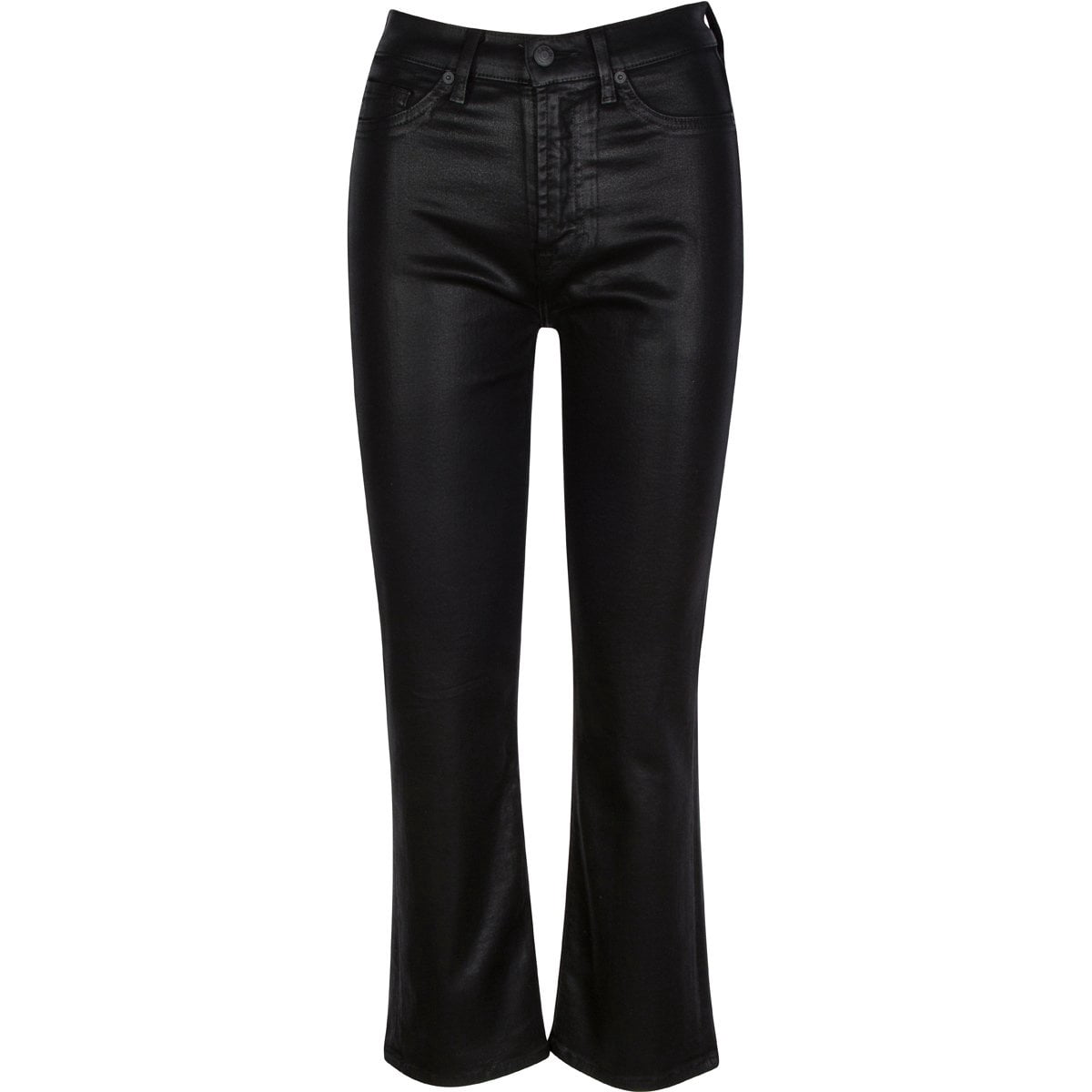Coated High Waist Slim Kick Jeans 