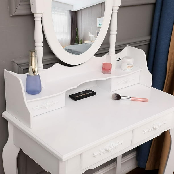 ドレッサー・鏡台 KARE Dressing Table Vanity 102x47cm Ktaxon Elegance White Dressing Table Vanity Table and Stool Set
