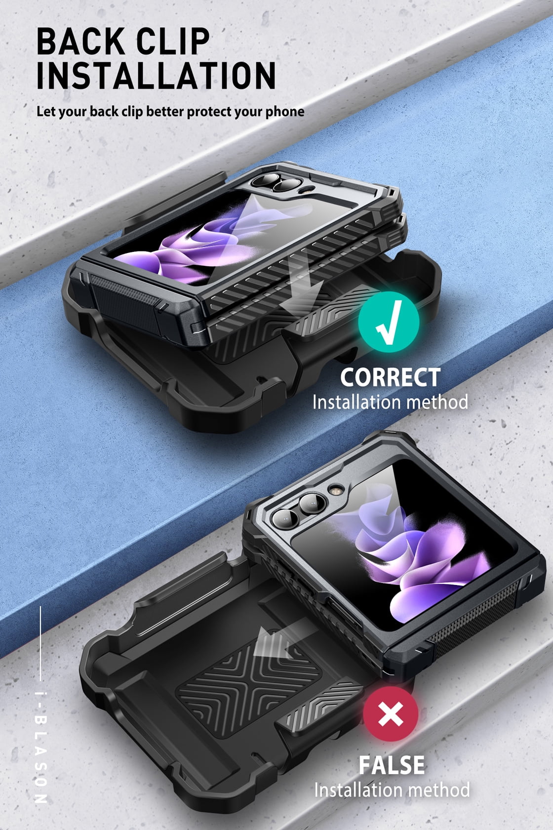 i-Blason Armorbox Series Shock Reduction Cell Phone Case for Samsung Galaxy Z Flip 5 5G, Black