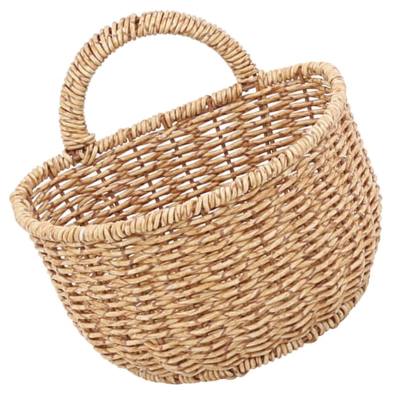 TEHAUX Brown Hanging Wall Basket for Kitchen Storage and Decorative Fruit Display