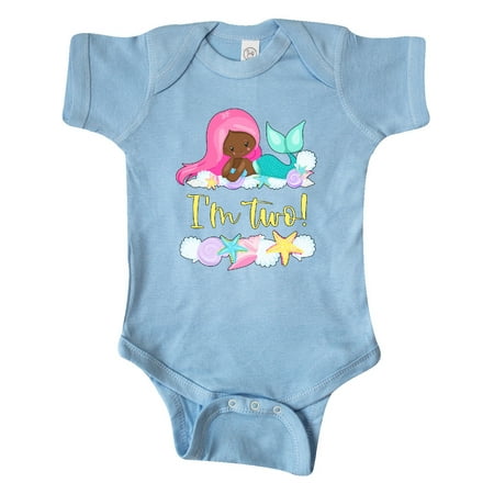 

Inktastic I m 2 Mermaid with Pink Hair and Shells Gift Baby Boy or Baby Girl Bodysuit