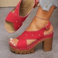 thumbnail image 6 of Platforms Heeled Sandals for Women Open Toe Ankle Strap Summer Dressy Sandals Chunky Block Heel Solid Color Comfort Vintage Trendy Dressy Non Slip Breathable Walking Casual Shoes, 6 of 6