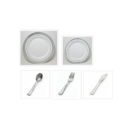 Princess Silver 10 1/4" Dinner Plates + 7.5" Salad Plates + Cutlery *Case of 120*