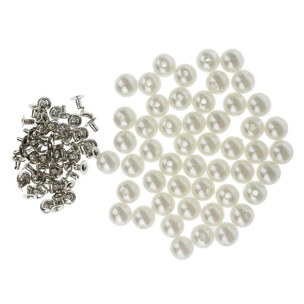 50 botones de tachuelas con remaches de perlas para vestido, ropa, , bolso, manualidades de cuero 10mm Hugo Remaches