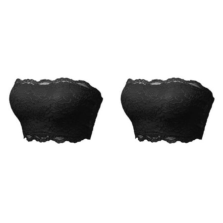 Wijhcboe 2 Pack Ladies Tube Bodysuit Seamless Tube Top Lace Strapless Shirt Beauty Back Chest Wrapping plus Size Strapless Tops Underwear Strapless Top for Women Knit Tube Top