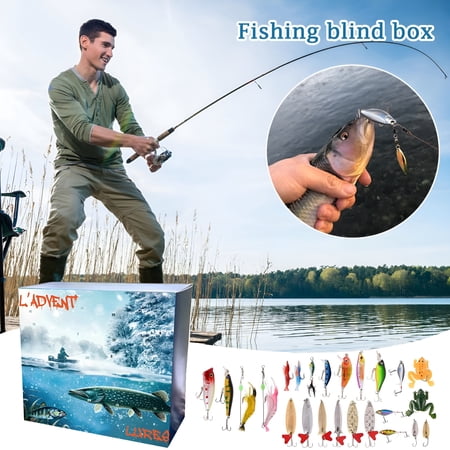 BESTSKY Fishing Lure Advent Calendar- 24Pcs Christmas Countdown Fishing Tackle Set with Crankbait Frog Spoon & Minnow – Perfect Holiday Gift for Anglers and Outdoor Enthusiasts