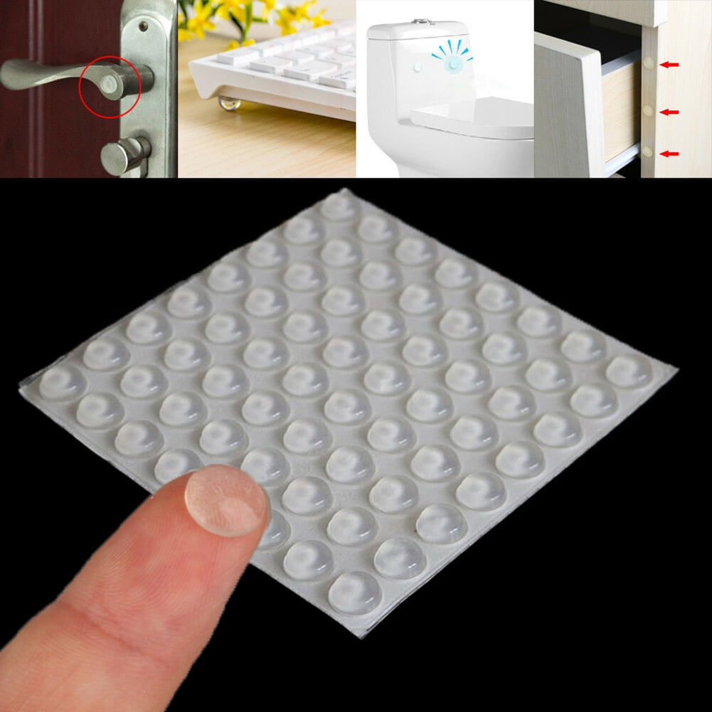 SELF ADHESIVE PLASTIC PROTECTORS PREVENT DOORS AND DRAWERS SLAMMING STICKY 