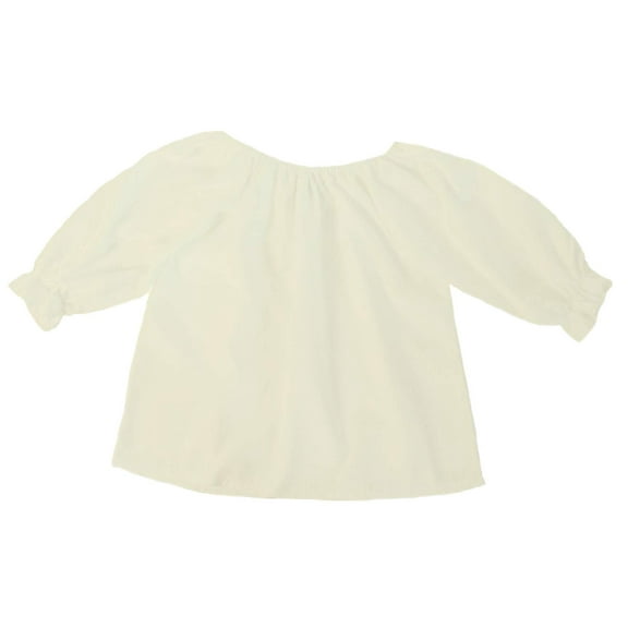Girls 3/4 Long Sleeve Peasant Blouse - Cream - Small 6-7