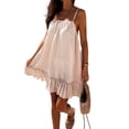 thumbnail image 3 of DYMADE Women Sweet Pleated Sling Sundress Pure Color Mini Slip Dress, 3 of 5