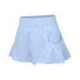 thumbnail image 6 of Jxximdong Shorts for Women Women's Solid Color High Waist Shorts Sports Running Shorts Workout Gym Flowing Shorts With Pockets Blue XS Pants, 6 of 9