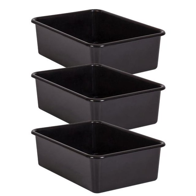 Teacher Created Resources TCR20406-3 Bac de Rangement en Plastique, Noir - Grand - Lot de 3