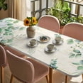 thumbnail image 3 of Spring Floral Daisy Table Cloths for 8 Foot Rectangle Tables, Eucalyptus Leaves Watercolor Botanical Patio Waterproof Elastic Fitted Tablecloths, Washable Rectangular Table Cover for Camping, 3 of 8