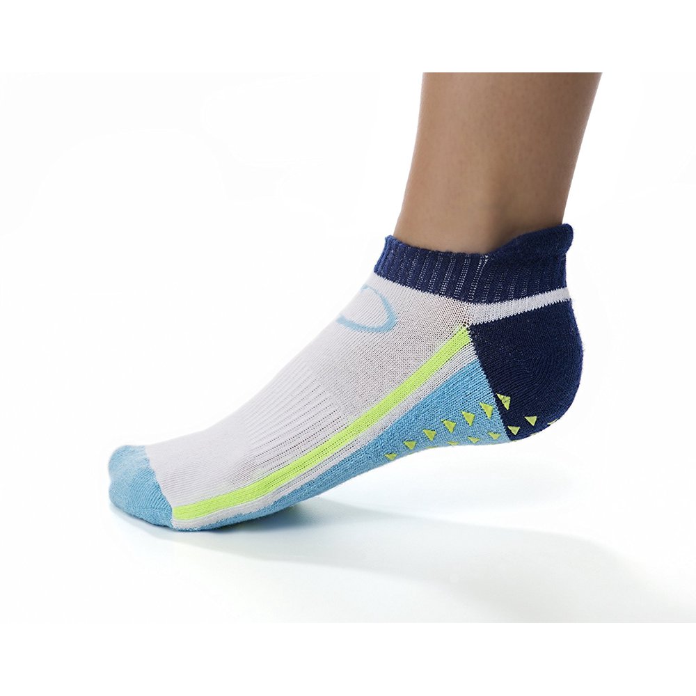 Copper Fit UnisexAdults Low Cut Gripper Socks2 Pack, White/Blue and