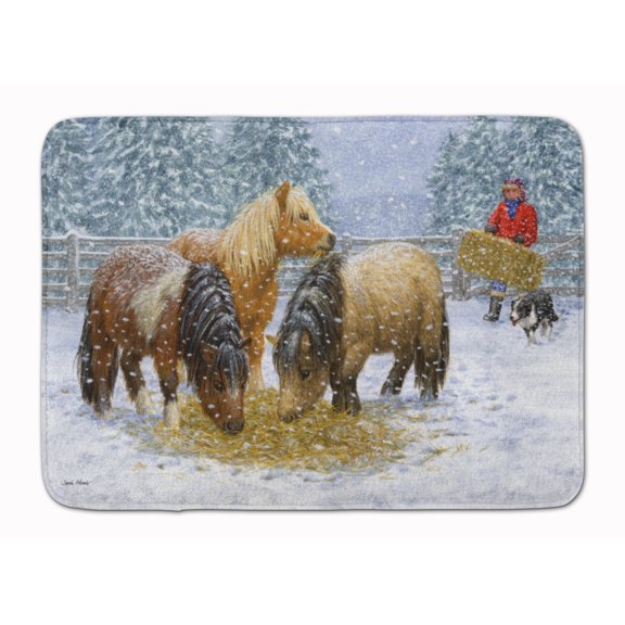 Shetland Ponies Machine Washable Memory Foam Mat