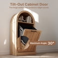 thumbnail image 2 of YDN Tilt Out Home Trash Cabinet with Arched Design - Wooden Laundry Hamper W/ Metal Handle & Hooks, 10 Gal Hidden Garbage Can Cabinets Trash Can Storage Organizer for Kitchen, Living Room,Nature, 2 of 10