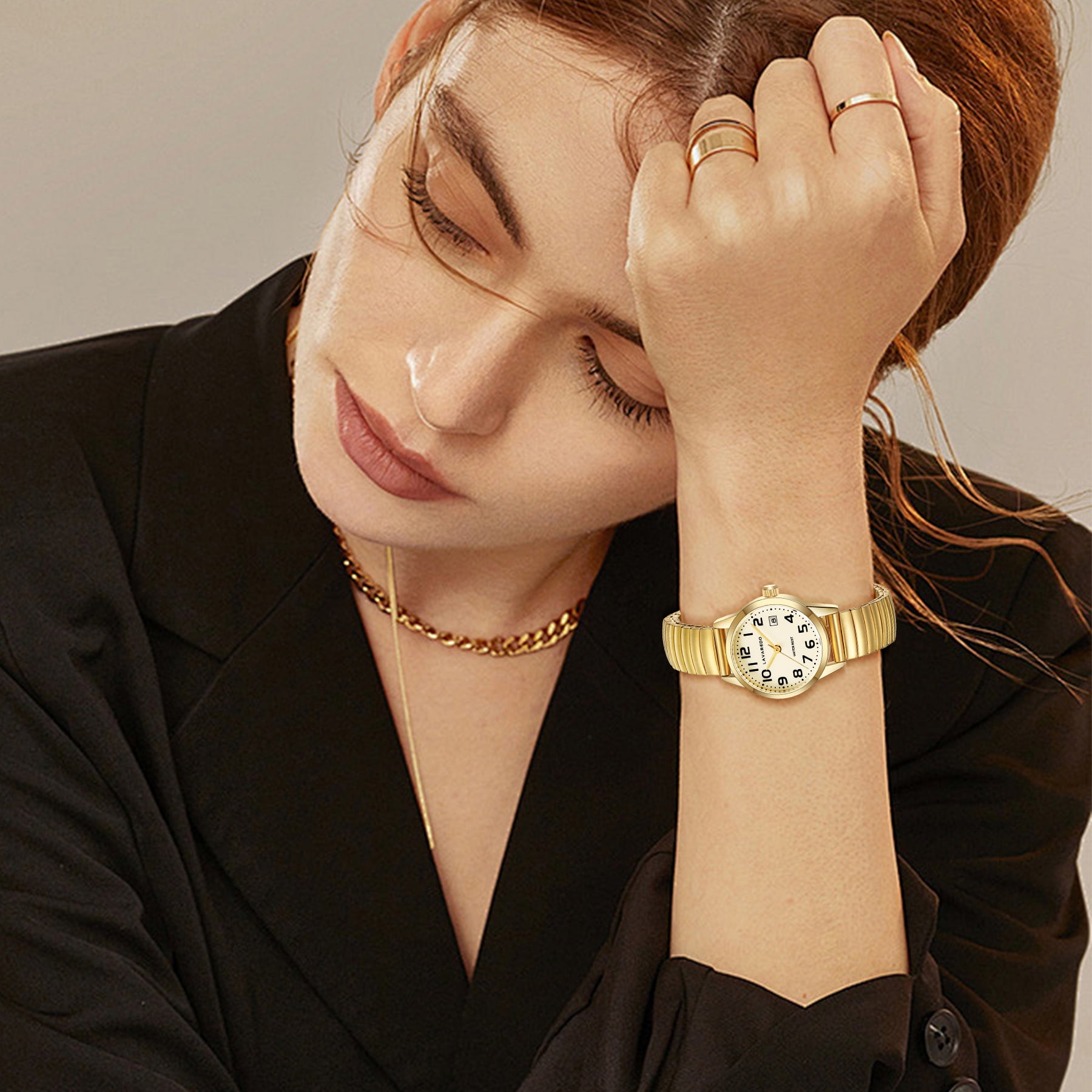 Watches for Women Easy Reader Analog Ladies Quartz Watches with Stainless Steel Expansion Band, Waterproof Watches Gift For Women -M Size