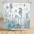 thumbnail image 5 of Beach Theme Shower Curtain Nautical Coastal Ocean Seashell Fabric Bathroom Curtain, Stylish Bathroom Accessories For Fun Home Decor Bathroom Decor 66x72in, 5 of 7