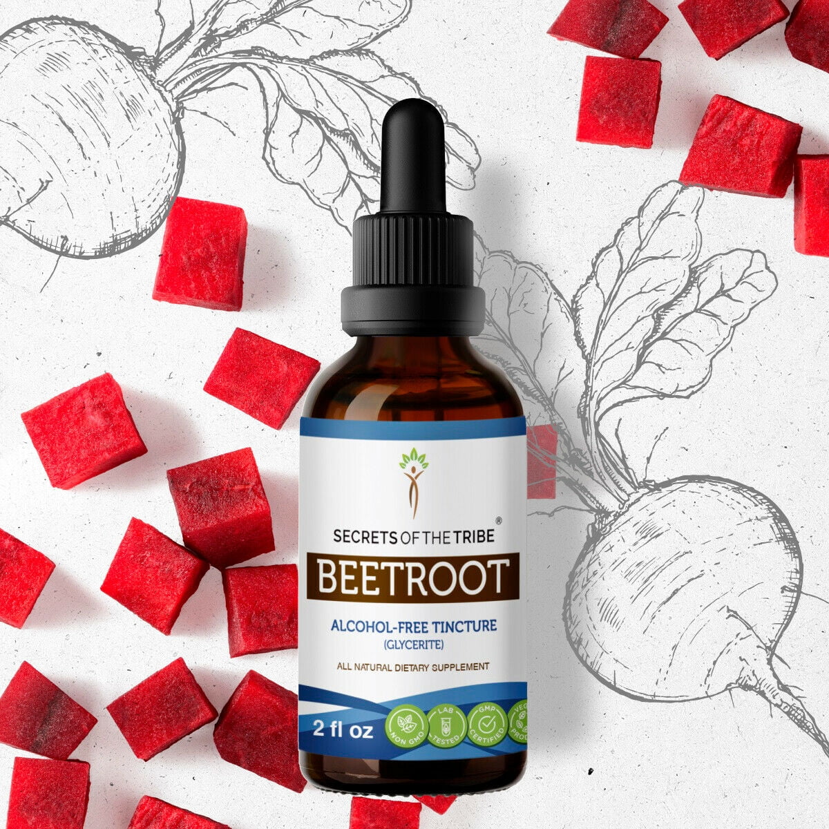 Beetroot Tincture AlcoholFREE Extract, Organic Beetroot (Beta Vulgaris) Dried Root 2 fl oz