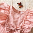 thumbnail image 6 of LEWKW Toddler Girls Butterfly Embroidery Tulle Dress Ruffle Sleeve with Bow Knot Mesh Overlay Party Dress for Spring Easter Celebration, 6 of 7