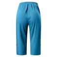 thumbnail image 5 of NinXxx Women's Elastic Waist Pure Color Blend Cropped Trousers Everyday Sky Blue S, 5 of 7